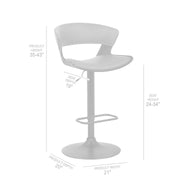 Karine Adjustable Swivel Gray Faux Leather and Black Wood Bar Stool with Black Base - Furniture City (CA)l