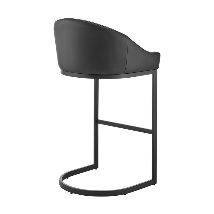 Katherine Counter Stool in Black Metal with Black Faux Leather