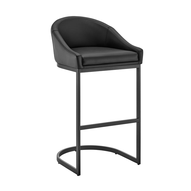 Katherine Bar Stool in Black Metal with Black Faux Leather - Furniture City (CA)l