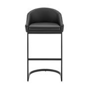 Katherine Bar Stool in Black Metal with Black Faux Leather - Furniture City (CA)l