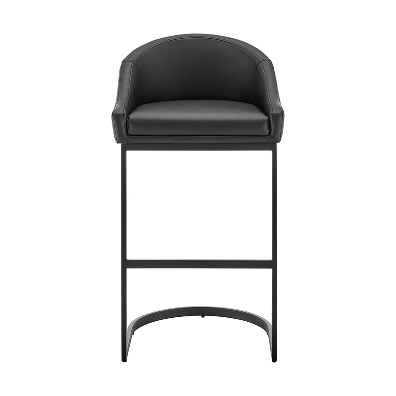Katherine Bar Stool in Black Metal with Black Faux Leather - Furniture City (CA)l