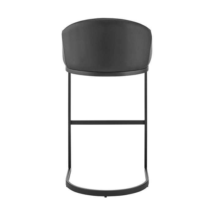 Katherine Bar Stool in Black Metal with Black Faux Leather