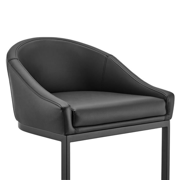 Katherine Bar Stool in Black Metal with Black Faux Leather