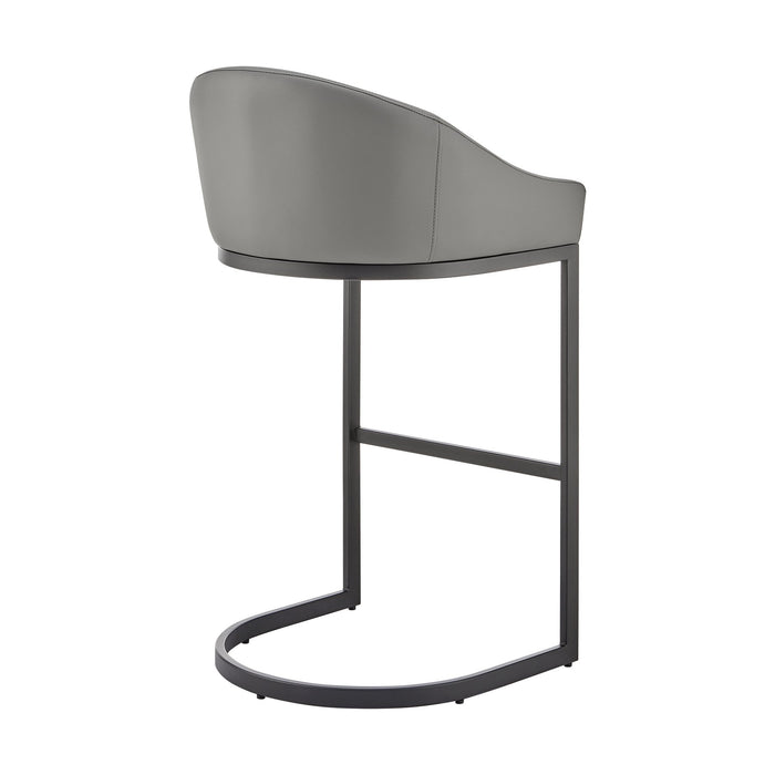 Katherine Counter Stool in Black Metal with Gray Faux Leather