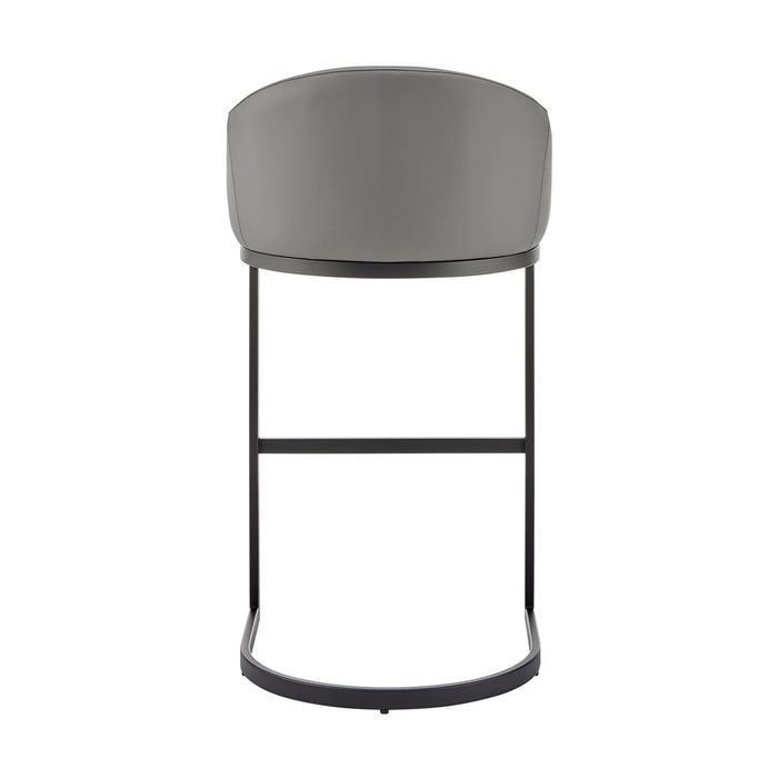 Katherine Counter Stool in Black Metal with Gray Faux Leather