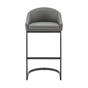 Katherine Bar Stool in Black Metal with Gray Faux Leather - Furniture City (CA)l