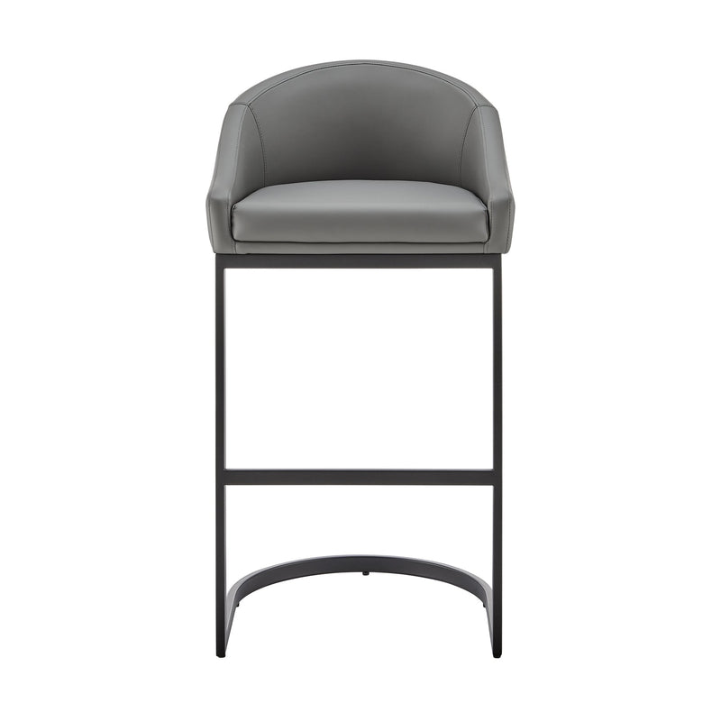 Katherine Bar Stool in Black Metal with Gray Faux Leather - Furniture City (CA)l