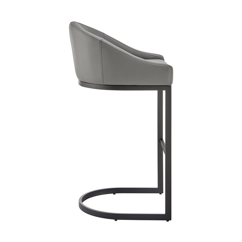 Katherine Bar Stool in Black Metal with Gray Faux Leather - Furniture City (CA)l