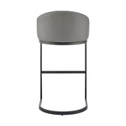 Katherine Bar Stool in Black Metal with Gray Faux Leather - Furniture City (CA)l