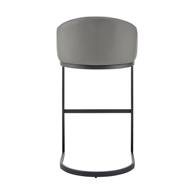 Katherine Bar Stool in Black Metal with Gray Faux Leather - Furniture City (CA)l