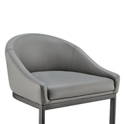 Katherine Bar Stool in Black Metal with Gray Faux Leather - Furniture City (CA)l