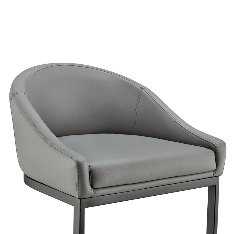 Katherine Bar Stool in Black Metal with Gray Faux Leather - Furniture City (CA)l