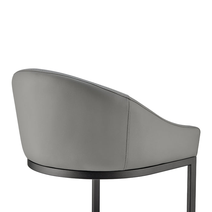 Katherine Bar Stool in Black Metal with Gray Faux Leather