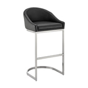 Katherine 26" Counter Stool in Brushed Stainless Steel with Black Faux Leather - Furniture City (CA)l