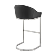 Katherine 26" Counter Stool in Brushed Stainless Steel with Black Faux Leather - Furniture City (CA)l