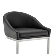Katherine 26" Counter Stool in Brushed Stainless Steel with Black Faux Leather - Furniture City (CA)l