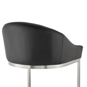 Katherine 26" Counter Stool in Brushed Stainless Steel with Black Faux Leather - Furniture City (CA)l