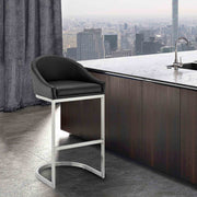 Katherine 30" Bar Stool in Brushed Stainless Steel with Black Faux Leather - Furniture City (CA)l