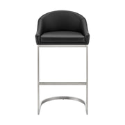 Katherine 30" Bar Stool in Brushed Stainless Steel with Black Faux Leather - Furniture City (CA)l