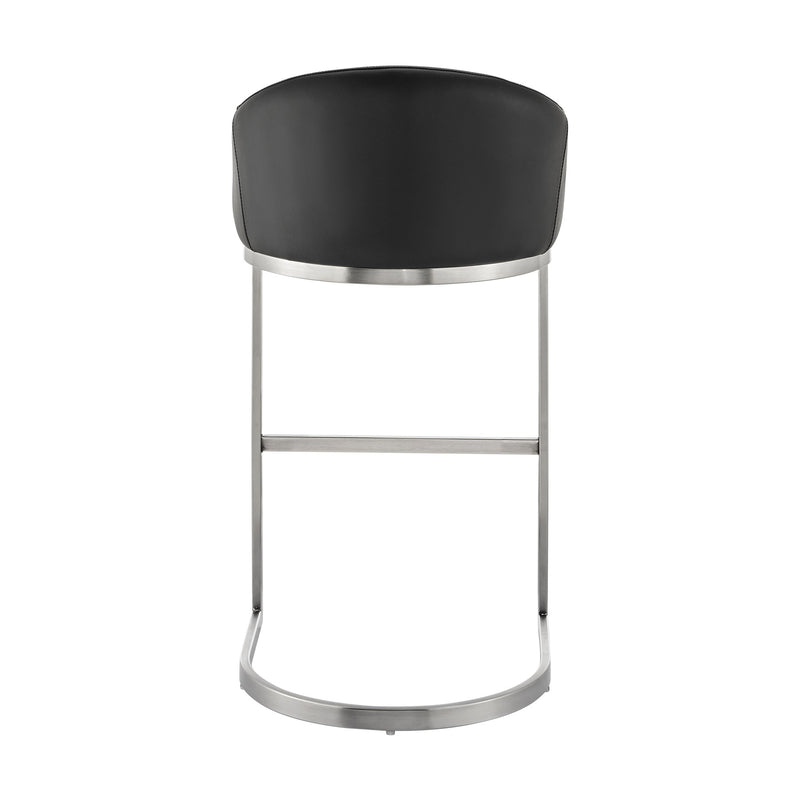 Katherine 30" Bar Stool in Brushed Stainless Steel with Black Faux Leather - Furniture City (CA)l