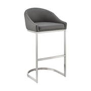 Katherine 26" Counter Stool in Brushed Stainless Steel with Gray Faux Leather - Furniture City (CA)l