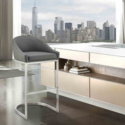 Katherine 26" Counter Stool in Brushed Stainless Steel with Gray Faux Leather - Furniture City (CA)l