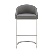 Katherine 26" Counter Stool in Brushed Stainless Steel with Gray Faux Leather - Furniture City (CA)l