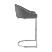 Katherine 26" Counter Stool in Brushed Stainless Steel with Gray Faux Leather - Furniture City (CA)l