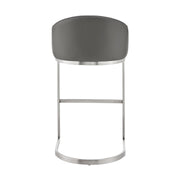 Katherine 26" Counter Stool in Brushed Stainless Steel with Gray Faux Leather - Furniture City (CA)l