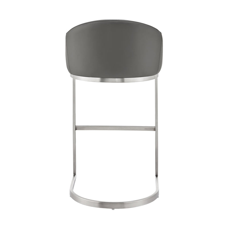 Katherine 26" Counter Stool in Brushed Stainless Steel with Gray Faux Leather - Furniture City (CA)l