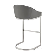 Katherine 30" Bar Stool in Brushed Stainless Steel with Gray Faux Leather - Furniture City (CA)l