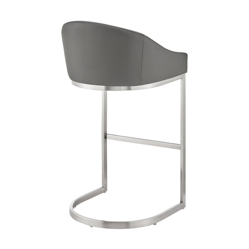 Katherine 30" Bar Stool in Brushed Stainless Steel with Gray Faux Leather - Furniture City (CA)l
