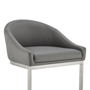 Katherine 30" Bar Stool in Brushed Stainless Steel with Gray Faux Leather - Furniture City (CA)l