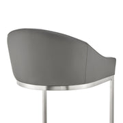 Katherine 30" Bar Stool in Brushed Stainless Steel with Gray Faux Leather - Furniture City (CA)l