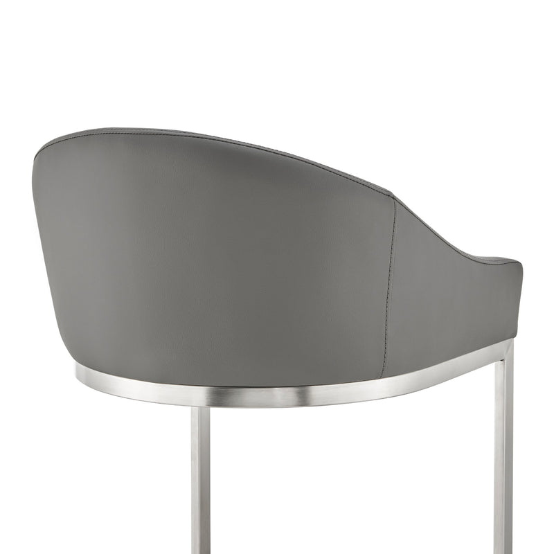 Katherine 30" Bar Stool in Brushed Stainless Steel with Gray Faux Leather - Furniture City (CA)l