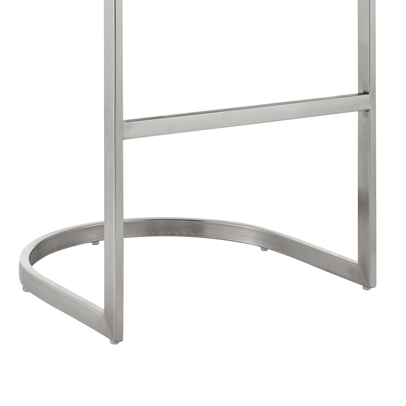 Katherine 30" Bar Stool in Brushed Stainless Steel with Gray Faux Leather - Furniture City (CA)l