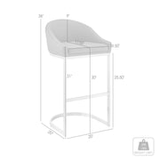 Katherine 30" Bar Stool in Brushed Stainless Steel with Gray Faux Leather - Furniture City (CA)l