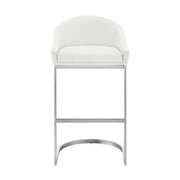 Katherine 26" Counter Stool in Brushed Stainless Steel with White Faux Leather - Furniture City (CA)l