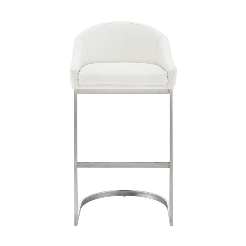 Katherine 26" Counter Stool in Brushed Stainless Steel with White Faux Leather - Furniture City (CA)l