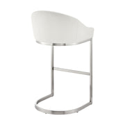 Katherine 26" Counter Stool in Brushed Stainless Steel with White Faux Leather - Furniture City (CA)l
