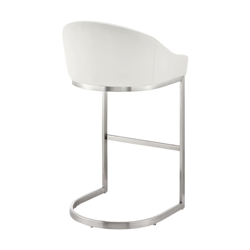 Katherine 30" Bar Stool in Brushed Stainless Steel with White Faux Leather - Furniture City (CA)l
