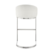 Katherine 30" Bar Stool in Brushed Stainless Steel with White Faux Leather - Furniture City (CA)l