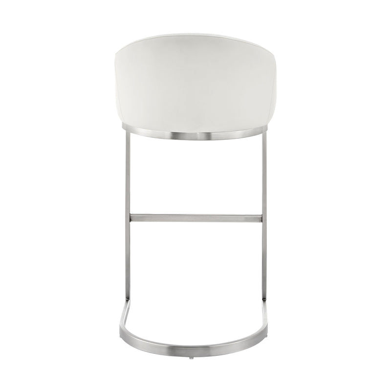 Katherine 30" Bar Stool in Brushed Stainless Steel with White Faux Leather - Furniture City (CA)l