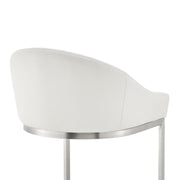 Katherine 30" Bar Stool in Brushed Stainless Steel with White Faux Leather - Furniture City (CA)l