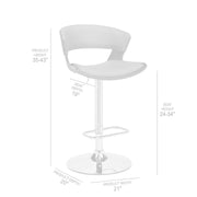 Karine Adjustable Swivel Cream Faux Leather and Walnut Wood Bar Stool with Chrome Base - Furniture City (CA)l