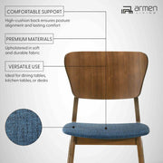Kalia Wood Dining Chair in Walnut Finish with Blue Fabric - Set of 2 - Furniture City (CA)l