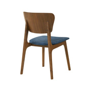 Kalia Wood Dining Chair in Walnut Finish with Blue Fabric - Set of 2 - Furniture City (CA)l