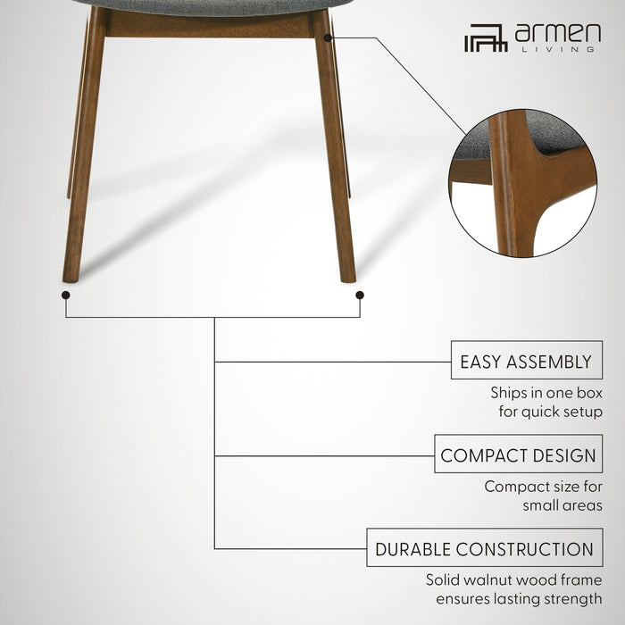 Kalia Wood Dining Chair in Walnut Finish with Charcoal Fabric - Set of 2