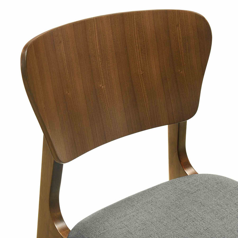 Kalia Wood Dining Chair in Walnut Finish with Charcoal Fabric - Set of 2 - Furniture City (CA)l