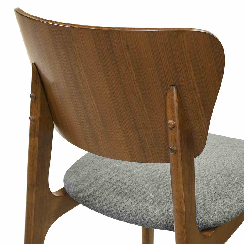 Kalia Wood Dining Chair in Walnut Finish with Charcoal Fabric - Set of 2 - Furniture City (CA)l